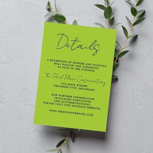 Carte D'accompagnement Vrai Simplicité 3 Script Minimum Printemps Mariage