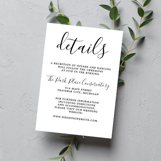 Carte D'accompagnement Vrai Simplicité Script Simple Minimaliste Mariage