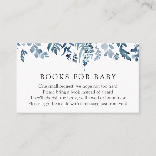 Carte D'accompagnement Watercolor Blue Flowers Livres pour Baby insert ca (Devant)
