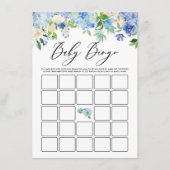 Carte D'accompagnement Watercolor Blue Hydrangea Baby shower Bingo Jeu (Devant)