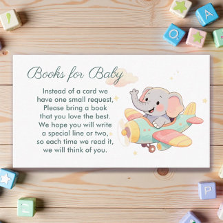Carte D'accompagnement Watercolor Elephant Airplane Books for Baby Card