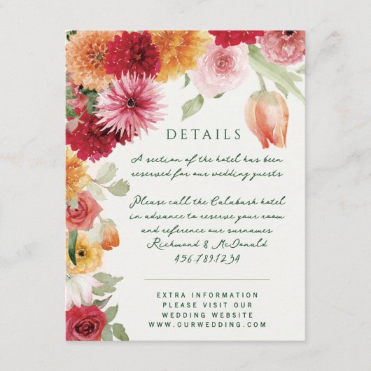 Carte D'accompagnement Watercolor Florals Sage Green Garden Wedding (Devant)