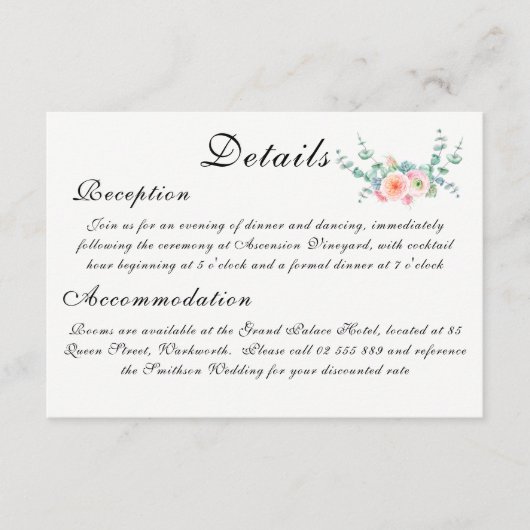 Carte D'accompagnement Watercolor Flower Wedding (Devant)