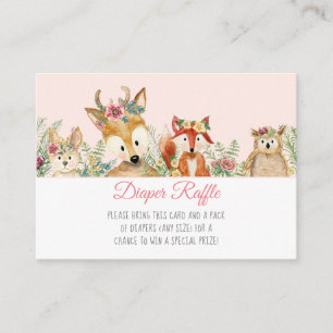 Carte D'accompagnement Watercolor Girl Boho Deer Fox Bunny Déchets Raffle