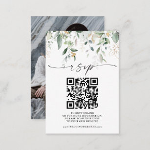 Carte D'accompagnement Watercolor Green Site Mariage QR Code RSVP