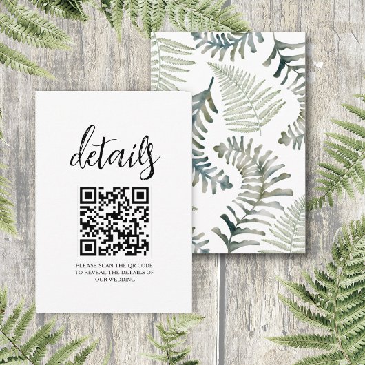 Carte D'accompagnement Watercolor Greenery Botanical Fern Détails du Mari
