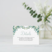 Carte D'accompagnement Watercolor Greenery Eucalyptus Détails du Mariage (Debout devant)