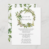 Carte D'accompagnement Watercolor Leafy Greenery Détails du client Mariag (Devant / Derrière)