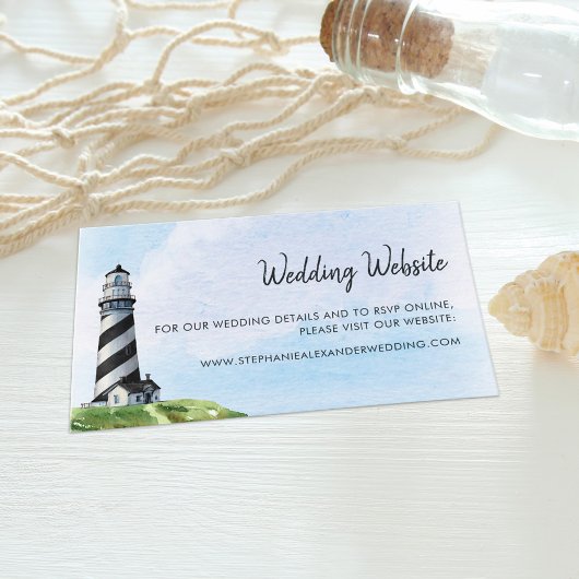Carte D'accompagnement Watercolor Lighthouse Site Mariage moderne