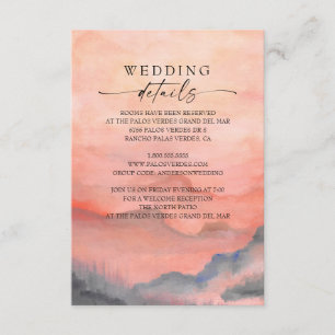 Carte D'accompagnement Watercolor Mountain Sunset Rustic Mariage Détails