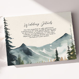 Carte D'accompagnement Watercolor Mountains And Pines Détails du Mariage