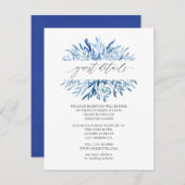 Carte D'accompagnement Watercolor Navy Indigo Feuille Mariage Détails de  (Devant / Derrière)