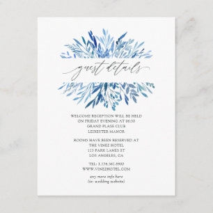 Carte D'accompagnement Watercolor Navy Indigo Feuille Mariage Détails de