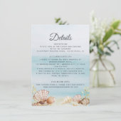 Carte D'accompagnement Watercolor Ocean Beach Shells Détails du Mariage (Debout devant)