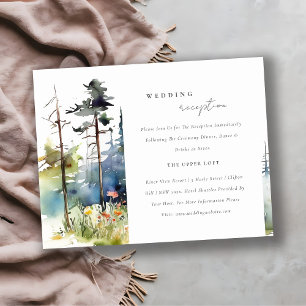 Carte D'accompagnement Watercolor Pine Forest Paysage Réception de mariag