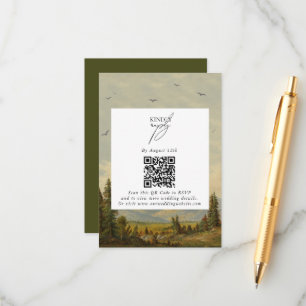 Carte D'accompagnement Watercolor Pine Tree Forest Mounts Mariage