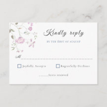 Watercolor Pink and Dusty Blue Botanical RSVP