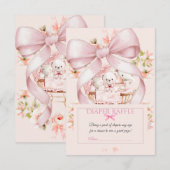 Carte D'accompagnement Watercolor Pink Bow Diaper Raffle Ticket (Devant / Derrière)