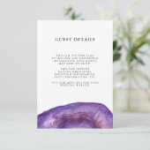 Carte D'accompagnement Watercolor Purple Geode Mariage Informations clien (Debout devant)