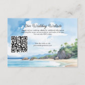 Carte D'accompagnement Watercolor Summer Beach Wedding Website QR Code (Devant)