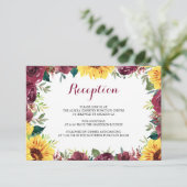 Carte D'accompagnement Watercolor Sunflower Réception de mariage frontali (Debout devant)