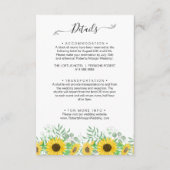 Carte D'accompagnement Watercolor Sunflowers Détails du Mariage (Devant)