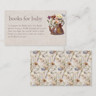 Carte D'accompagnement Watercolor Tea Floral Livres pour Baby shower