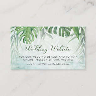 Carte D'accompagnement Watercolor Tropical Feuille site Mariage
