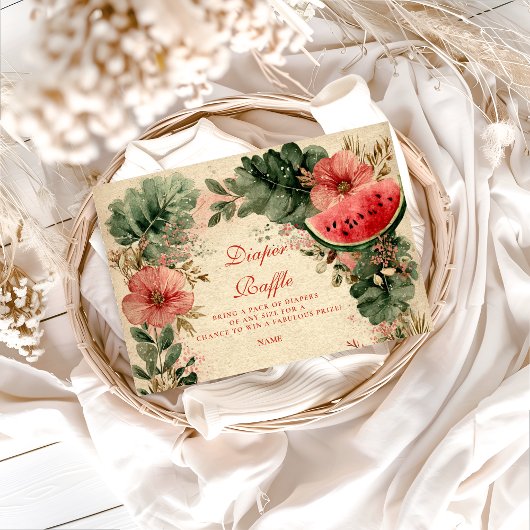Carte D'accompagnement Watermelon Botanical Garden Diapper Raffle 