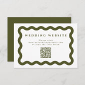 Carte D'accompagnement Wavy Green & White Mariage Website QR Code (Devant / Derrière)