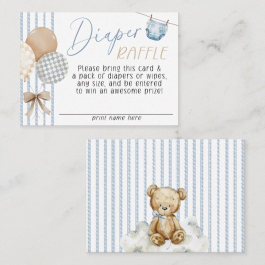 Carte D'accompagnement We Can Bearly Wait Bear Baby Shower Diaper Raffle (Devant / Derrière)