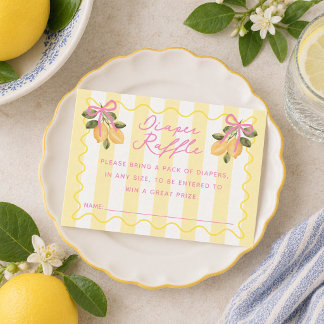Carte D'accompagnement We Can't Wait to Squeeze You Lemon Diaper Raffle 