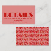 Carte D'accompagnement We Do - Mariage moderne - Détails (Devant / Derrière)