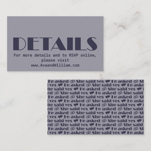 Carte D'accompagnement We Do - Mariage moderne - Détails (Devant / Derrière)