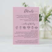 Carte D'accompagnement Wedding Blush Pink Details (Debout devant)