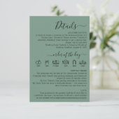 Carte D'accompagnement Wedding Cadet Blue Green Details (Debout devant)