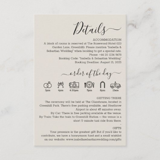 Carte D'accompagnement Wedding Cream Details (Devant)