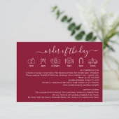 Carte D'accompagnement Wedding Formal Burgundy Details Order Of The Day (Debout devant)