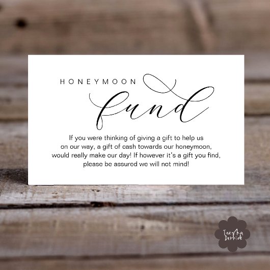 Carte D'accompagnement Wedding Honeymoon Fund, A Note on Gifts