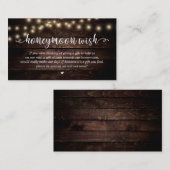 Carte D'accompagnement Wedding Honeymoon Fund Wish, Rustic String Lights (Devant / Derrière)