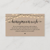 Carte D'accompagnement Wedding Honeymoon Fund Wish, Rustic String Lights (Devant)