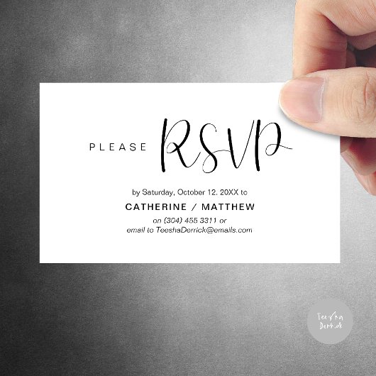 Carte D'accompagnement Wedding Invites RSVP Reminder, Modern Minimal