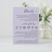 Carte D'accompagnement Wedding Lavender Lilac Details (Debout devant)
