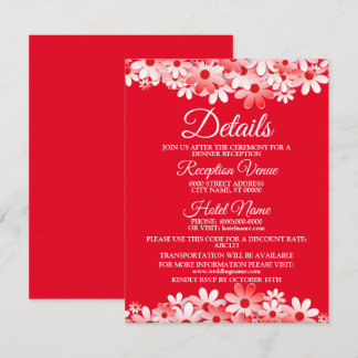 Carte D'accompagnement Wedding Red White Floral Detail Enclosure 