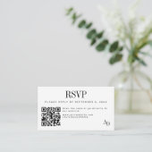 Carte D'accompagnement Wedding RSVP insert QR code black white enclosure (Debout devant)