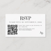 Carte D'accompagnement Wedding RSVP insert QR code black white enclosure (Devant)