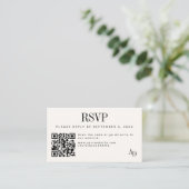 Carte D'accompagnement Wedding RSVP insert QR code ivory black enclosure (Debout devant)