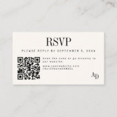 Carte D'accompagnement Wedding RSVP insert QR code ivory black enclosure (Devant)