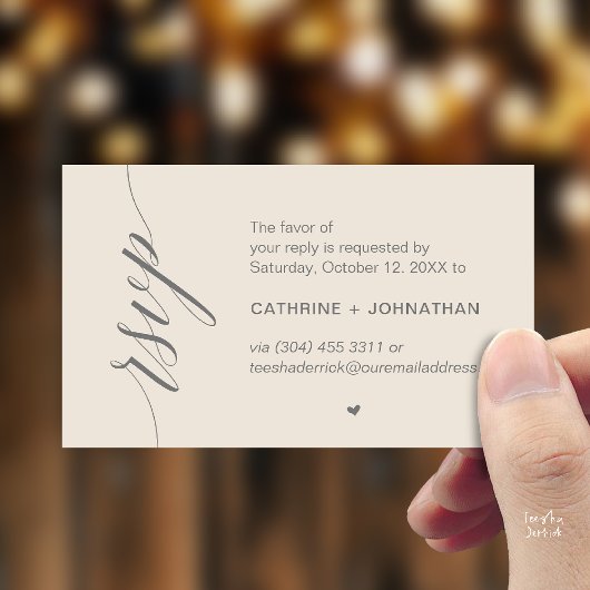 Carte D'accompagnement Wedding RSVP via Text Message or Email, Reminder