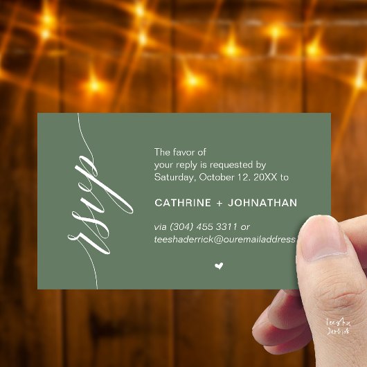 Carte D'accompagnement Wedding RSVP via Text Message or Email, Reminder